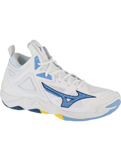 BÍLO-MODRÁ PÁNSKÁ VOLEJBALOVÁ OBUV MIZUNO WAVE MOMENTUM 3 MID