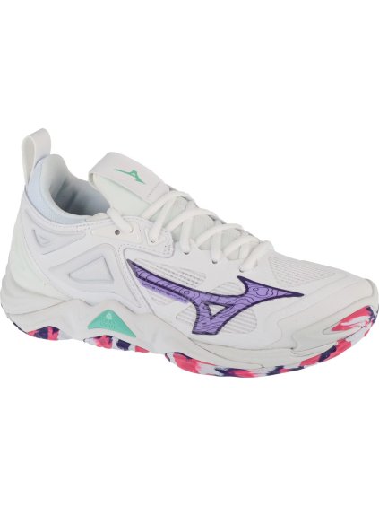 BÍLO-FIALOVÁ DÁMSKÁ VOLEJBALOVÁ OBUV MIZUNO WAVE MOMENTUM 3 (Velikost 37)
