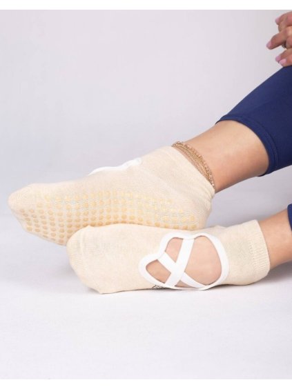 SPECIÁLNÍ PONOŽKY NA JÓGU YOCLUB YOGA (Velikost 36-41, Barva smetanová)