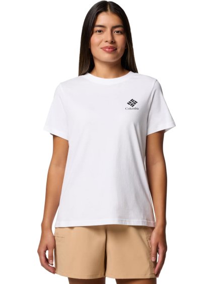 BÍLÉ DÁMSKÉ TRIČKO COLUMBIA ROLLING BEND GRAPHIC SS TEE