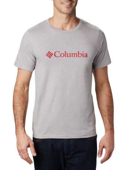 SVĚTLE ŠEDÉ PÁNSKÉ TRIČKO S KRÁTKÝM RUKÁVEM COLUMBIA CSC BASIC LOGO SS TEE