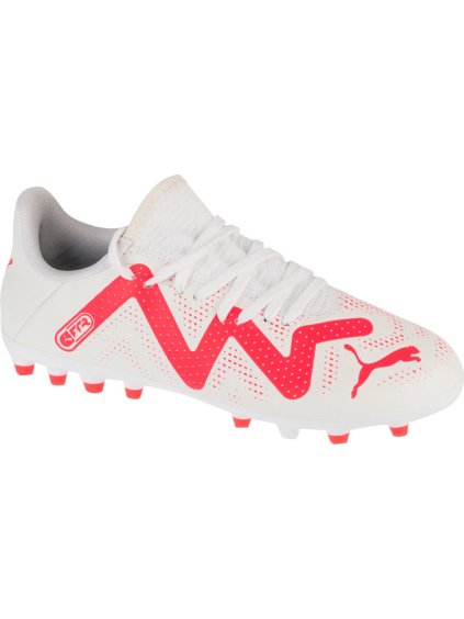 BÍLO-ČERVENÉ DĚTSKÉ KOPAČKY PUMA FUTURE PLAY MG JR