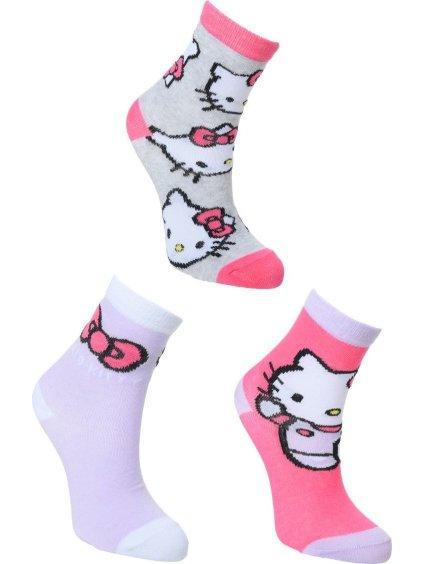 SADA 3 PÁRŮ DĚTSKÝCH PONOŽEK HELLO KITTY