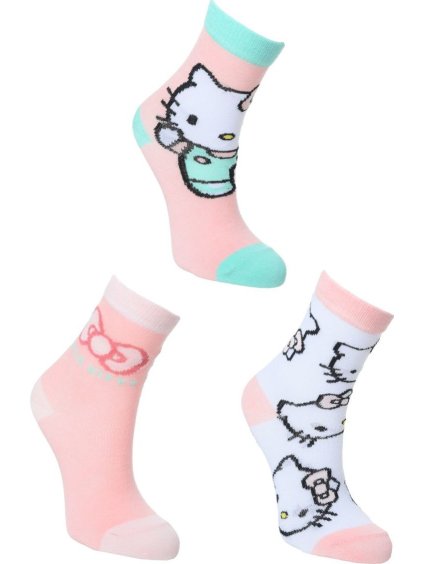 SADA 3 PÁRŮ DĚTSKÝCH PONOŽEK HELLO KITTY