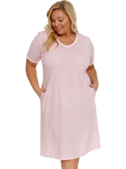 NOČNÍ PLUS SIZE KOŠILE V KRÁSNÉ SVĚTLE RŮŽOVÉ BARVĚ