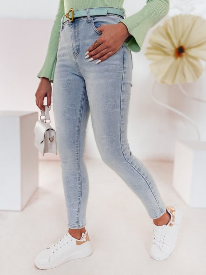 DÁMSKÉ SVĚTLE MODRÉ SKINNY DŽÍNY SE SRDÍČKY JENIVIA