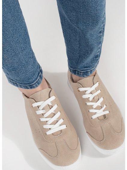 BÉŽOVÉ DÁMSKÉ KOŽENÉ SNEAKERSY