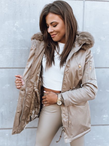 (VEL. S) BÉŽOVÁ ZATEPLENÁ PARKA GODDESS