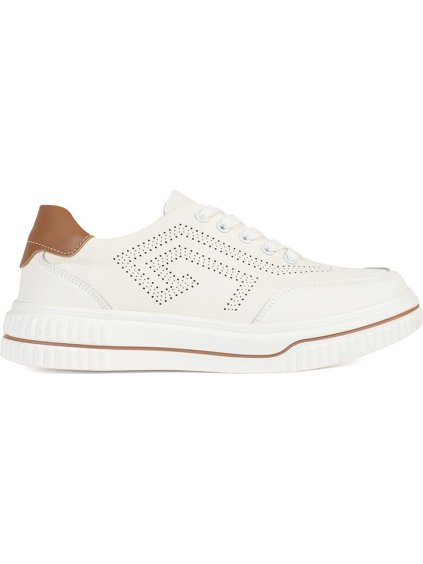 BÍLÉ DÍRKOVANÉ KOŽENÉ SNEAKERSY