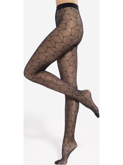 ČERNÉ DÁMSKÉ PLUS SIZE VZOROVANÉ SILONKY GATTA TRENDY MOSAICA 20 DEN