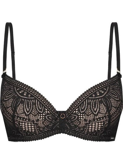 ČERNO-BÉŽOVÁ KRAJKOVÁ PUSH-UP PODPRSENKA MEFEMI DESIRE (Velikost 75E, Barva černo-béžová)