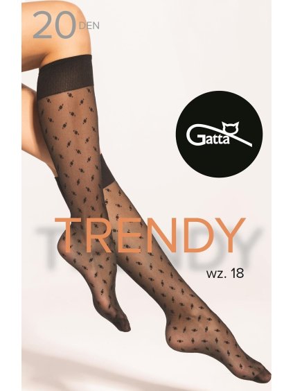 VZOROVANÉ DÁMSKÉ ČERNÉ SILONKOVÉ PODKOLENKY GATTA TRENDY 20 DEN (Velikost ONE SIZE, Barva černá)
