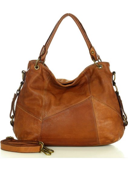MARCO MAZZINI KARAMELOVÁ RUČNĚ ŠITÁ SHOPPER BAG