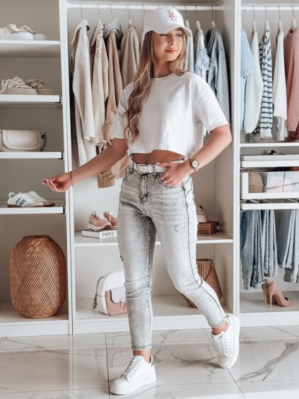 DÁMSKÉ ŠEDÉ SLIM FIT DŽÍNY S VYSOKÝM PASEM SKINNEX