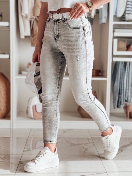 DÁMSKÉ ŠEDÉ SLIM FIT DŽÍNY S VYSOKÝM PASEM SKINNEX
