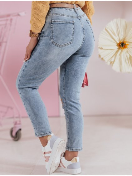 MODRÉ DÁMSKÉ SLIM FIT DŽÍNY S KVĚTINOVÝM POTISKEM FLORENSSO