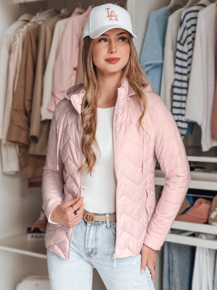 SVĚTLE RŮŽOVÁ DÁMSKÁ PŘECHODOVÁ PROŠÍVANÁ BUNDA ZIPZAB (Velikost S)