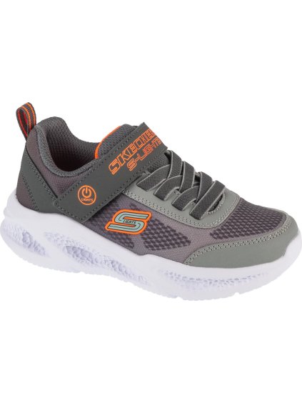 ŠEDÉ DĚTSKÉ SVÍTÍCÍ TENISKY SKECHERS METEOR-LIGHTS - KRENDOX
