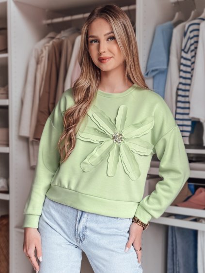 SVĚTLE ZELENÁ MIKINA S KVĚTINOVÝM MOTIVEM A BROŽÍ PETITKA