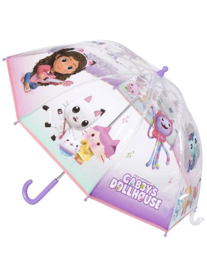 DĚTSKÝ DEŠTNÍK S FIALOVOU RUKOJETÍ GABBY'S DOLLHOUSE
