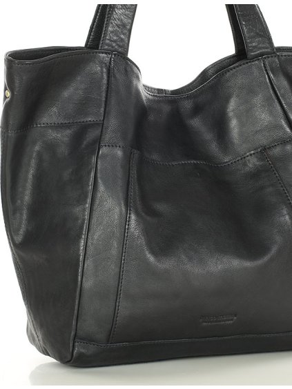 MARCO MAZZINI ČERNÁ VELKÁ DÁMSKÁ KOŽENÁ SHOPPER KABELKA