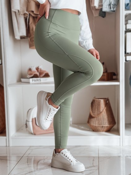 KHAKI DÁMSKÉ SPORTOVNÍ LEGÍNY FITTATO (Velikost S)