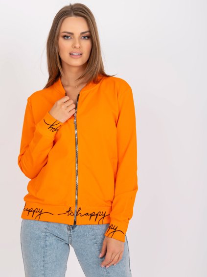 (VEL. L/XL) NEONOVĚ ORANŽOVÁ DÁMSKÁ MIKINA NA ZIP (Velikost L/XL)