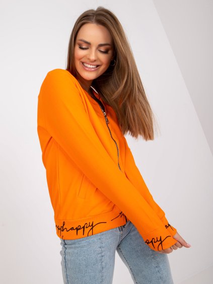 (VEL. L/XL) NEONOVĚ ORANŽOVÁ DÁMSKÁ MIKINA NA ZIP (Velikost L/XL)