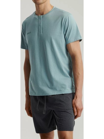 PÁNSKÉ KRÁTKÉ PYŽAMO SE VZOROVANÝMI ŠORTKAMI ATLANTIC (Velikost M, Barva modro-šedá)