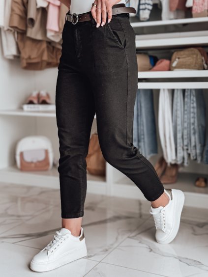 ČERNÉ DÁMSKÉ SLIM FIT KALHOTY S VYSOKÝM PASEM