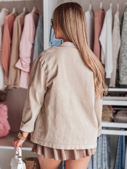 DÁMSKÁ BÉŽOVÁ OVERSIZE KOŠILOVÁ BUNDA OVERBOR