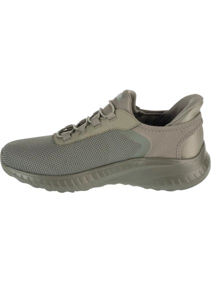 KHAKI PÁNSKÉ TENISKY SKECHERS SLIP-INS: BOBS SQUAD CHAOS - TOUGH WALK