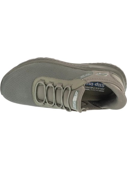 KHAKI PÁNSKÉ TENISKY SKECHERS SLIP-INS: BOBS SQUAD CHAOS - TOUGH WALK