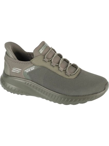 KHAKI PÁNSKÉ TENISKY SKECHERS SLIP-INS: BOBS SQUAD CHAOS - TOUGH WALK