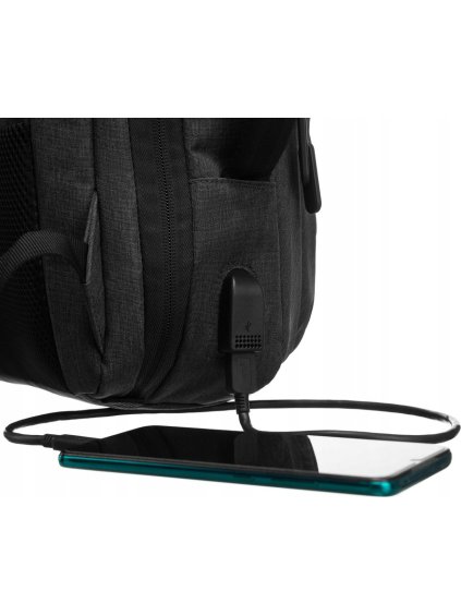 PETERSON TMAVĚ ŠEDÝ SPORTOVNÍ BATOH S USB PORTEM