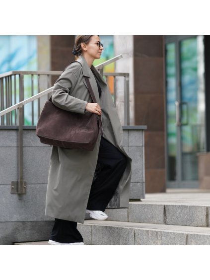 TMAVĚ HNĚDÁ DÁMSKÁ SEMIŠOVÁ SHOPPER KABELKA