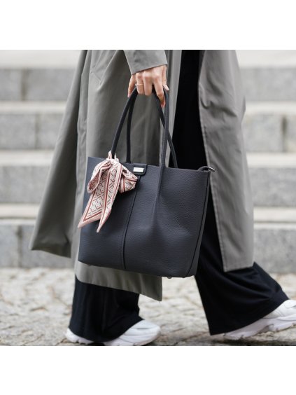 DÁMSKÁ ČERNÁ SHOPPER KABELKA S OZDOBNOU STUHOU