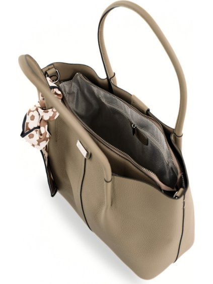 DÁMSKÁ TAUPE SHOPPER KABELKA S OZDOBNOU STUHOU