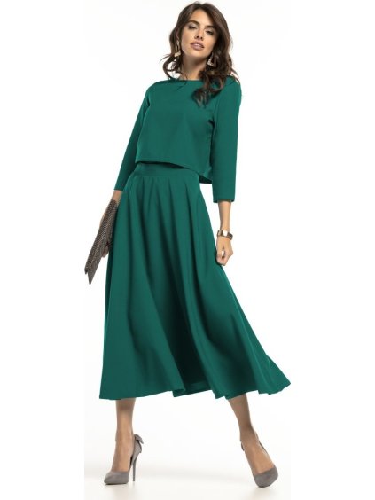 SMARAGDOVÁ ELEGANTNÍ DÁMSKÁ KRÁTKÁ HALENKA S 3/4 RUKÁVEM (Rozmiar S)