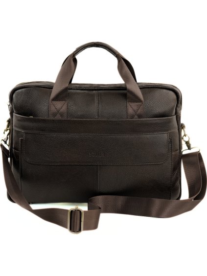 SOLIER TMAVĚ HNĚDÁ PÁNSKÁ ELEGANTNÍ KOŽENÁ TAŠKA NA NOTEBOOK DUNE (Velikost ONE SIZE)