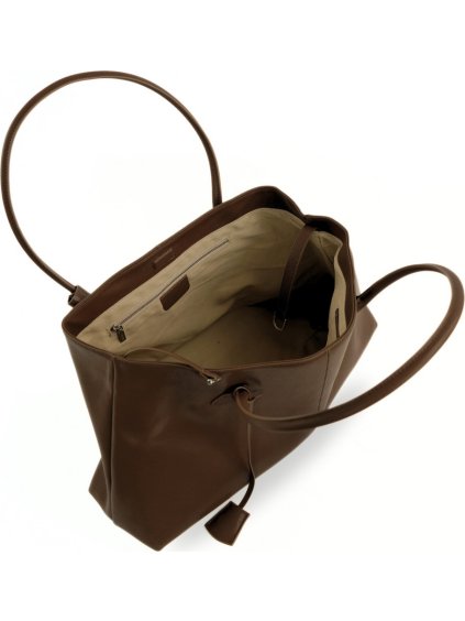 SOLIER TMAVĚ HNĚDÁ DÁMSKÁ KOŽENÁ SHOPPER KABELKA MARLEN