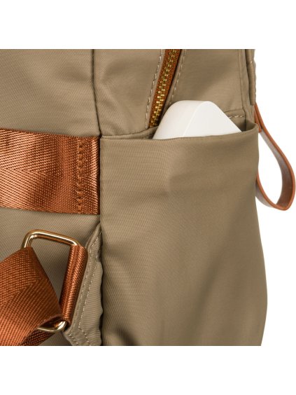 BÉŽOVO-HNĚDÝ DÁMSKÝ DÁMSKÝ BATOH S POPRUHEM NA KUFR (Velikost ONE SIZE)