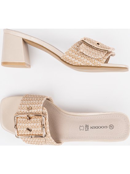 TVÍDOVÉ BÉŽOVÉ NAZOUVÁKY NA SLOUPKU, PODPATEK 5,5 CM