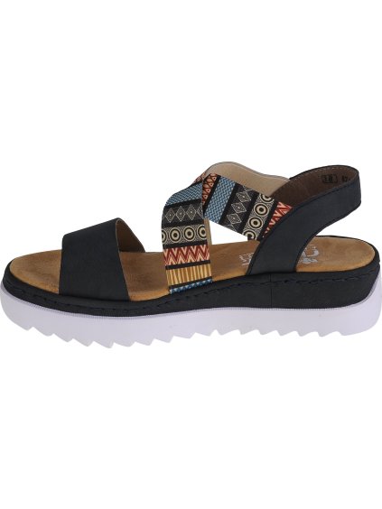 ČERNÉ ETNO DÁMSKÉ SANDÁLY RIEKER SANDALS V44G8-14 (Velikost 36)