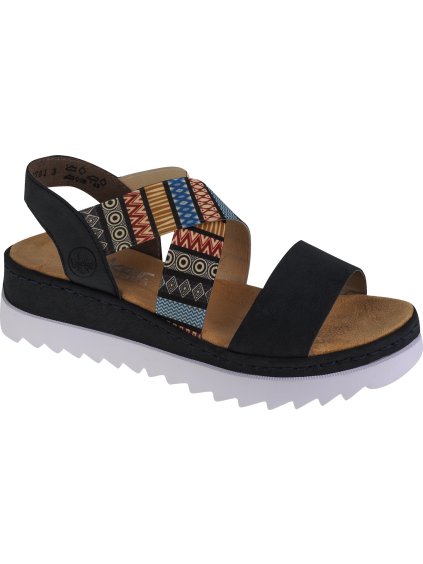 ČERNÉ ETNO DÁMSKÉ SANDÁLY RIEKER SANDALS V44G8-14 (Velikost 36)