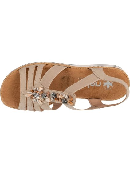 BÉŽOVÉ DÁMSKÉ SANDÁLY NA KLÍNKU RIEKER SANDALS (Velikost 36)