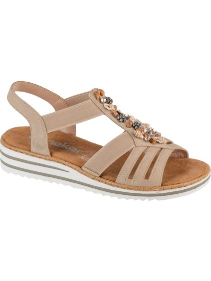 BÉŽOVÉ DÁMSKÉ SANDÁLY NA KLÍNKU RIEKER SANDALS (Velikost 36)
