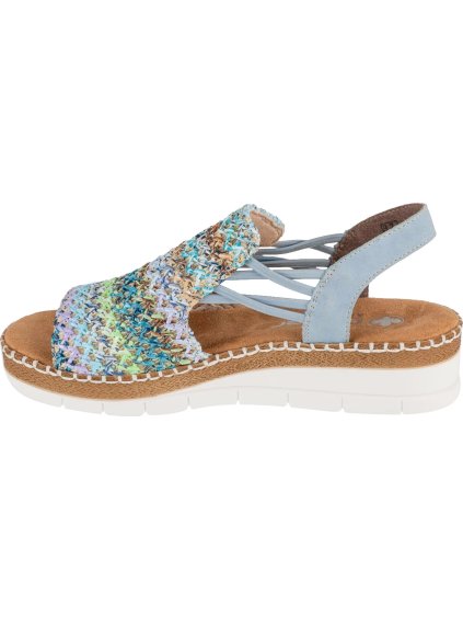 SVĚTLE MODRÉ DÁMSKÉ SANDÁLY NA KLÍNKU RIEKER SANDALS