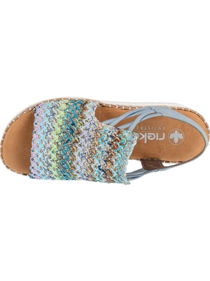 SVĚTLE MODRÉ DÁMSKÉ SANDÁLY NA KLÍNKU RIEKER SANDALS