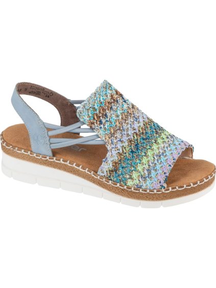 SVĚTLE MODRÉ DÁMSKÉ SANDÁLY NA KLÍNKU RIEKER SANDALS